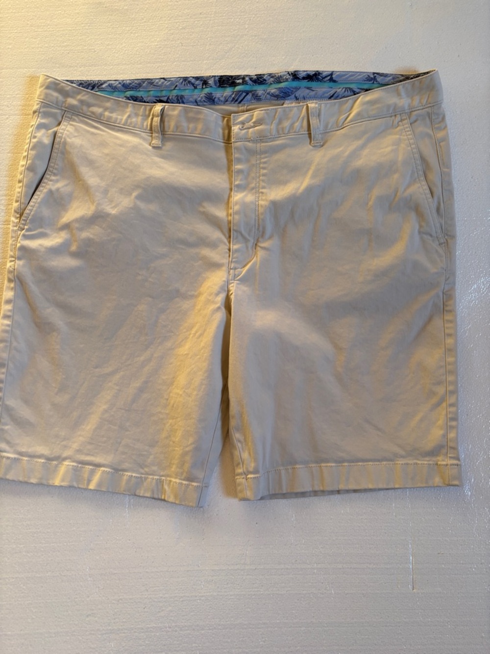 Tommy Bahama Beige Flat Front Cotton Shorts